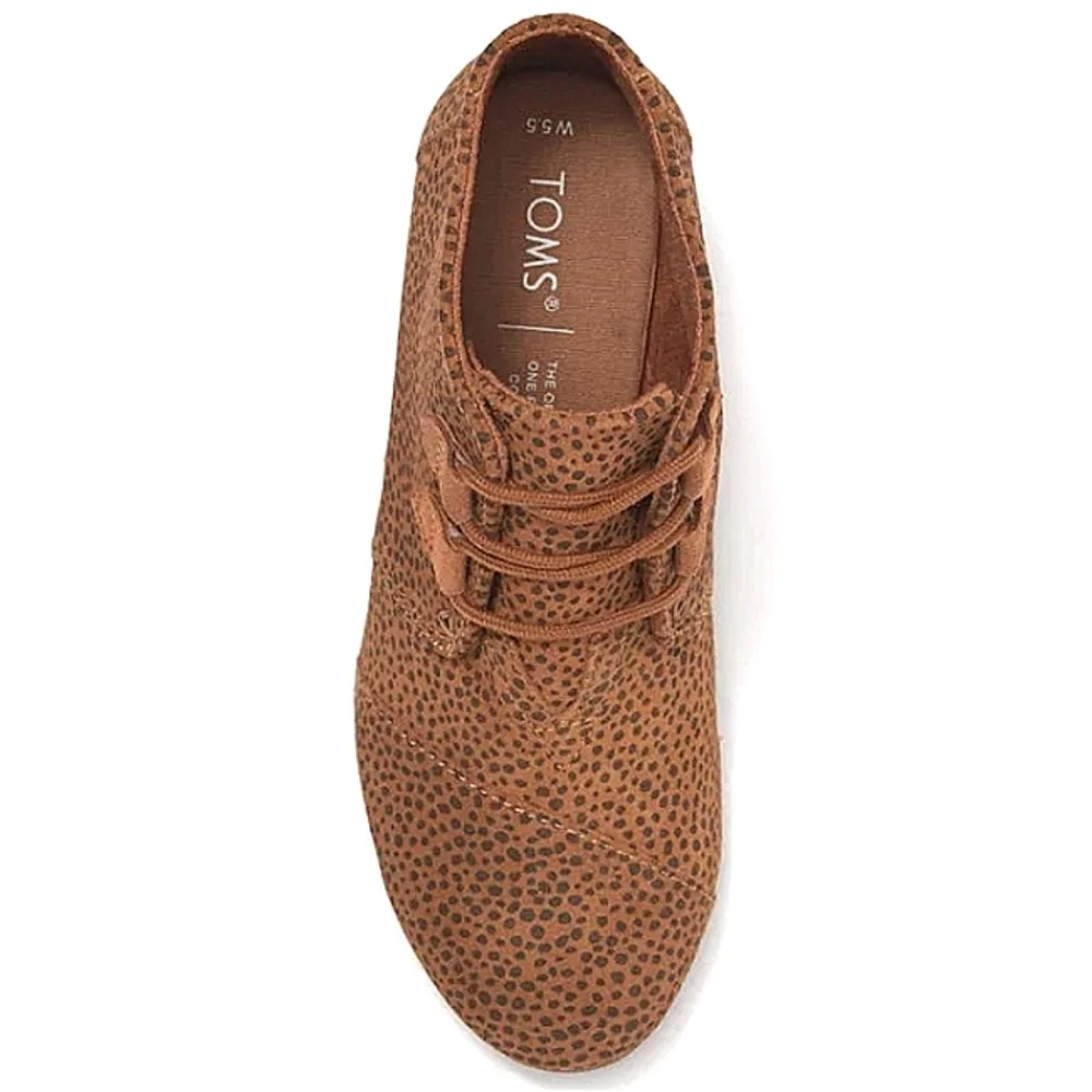 New w/o Box Toms Kala Genuine Suede Mini Cheetah Print Lace-Up Wedge Booties 10